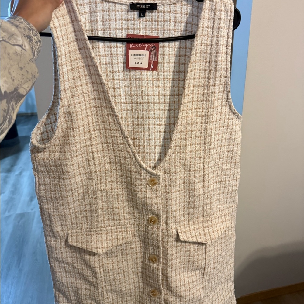 Wishlist Cream and Brown Tweed Dress